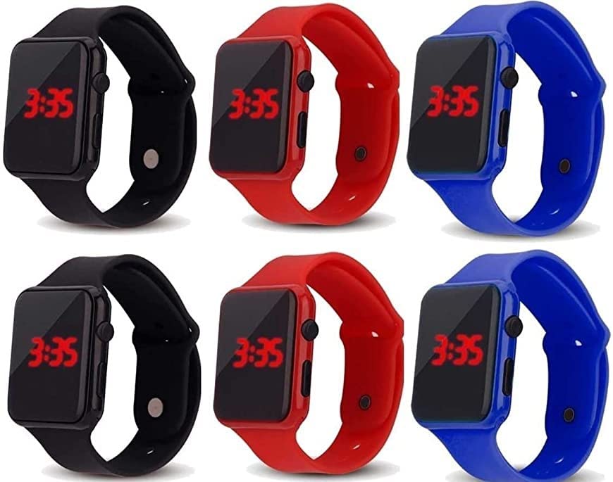 Zest4Kids - Unisex suare led Watches Time & Date Display Multicolour (Pack of 6) (B0BX3VV9ZB) Amazon Price History, Amazon Price Tracker