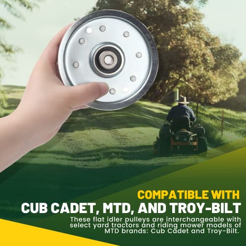 (2-Pack) Exact Replacement 4 7/8" Flat Idler Pulley (Silver) - Oem Part Number 956-04129 753-08171 & 756-04129 - Compatible With Cub Cadet Mtd & Troy-Bilt #TOP5