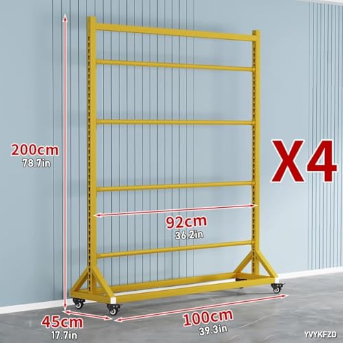 Estante de almacenamiento de rollos de tela con varilla ajustable y ruedas para textil y vinilo. 4