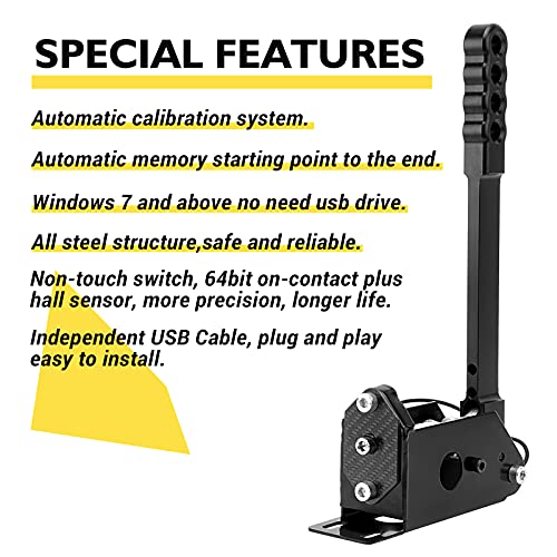 Image of Aikeec 64 Bit Usb Handbrake With Clamp Pc Handbrake For Sim Racing Games G25 G27 G29 T500 Fanatecosw Dirt Rally Pc Windows (Black With Clamp)