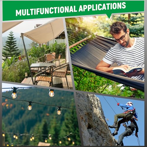 M25 Crane Pulley Block Set, 304 Stainless Steel 360° Swivel Pulley Block Single Wheel Pulley System with 20m/4mm Nylon Line Rope-150kg/330lbs Loading, Carabiner Hook Clips, Cleat Hooks & Eye Pad Plate - Image 6