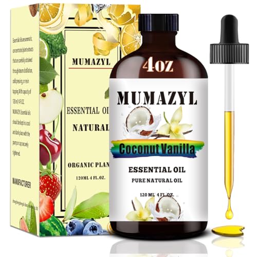 Coconut Vanilla Essential Oil Coconut Vanilla Oil 4 Fl Oz 120ML for Diffuser Humidifier Yoga Cleaning DIY Candle Soap Making MUMAZYL Essential Oils