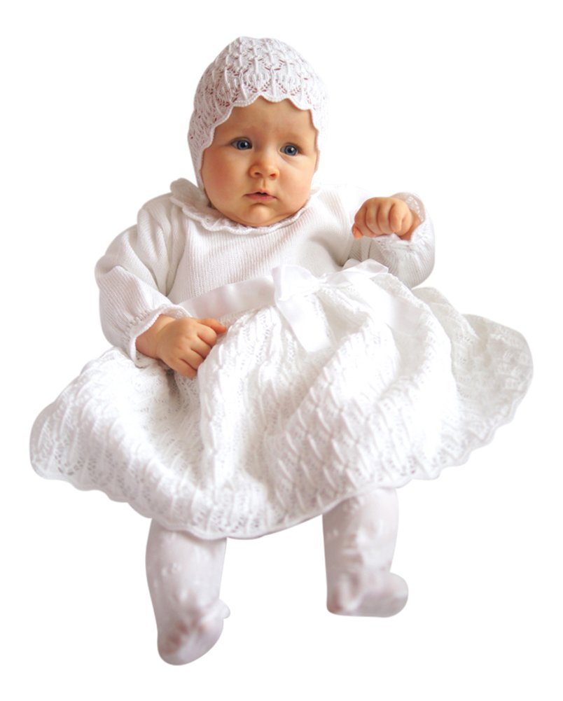 Taufkleid Strickkleid Festkleid Mädchen Babykleid Baby Taufe gestricktes Kleid