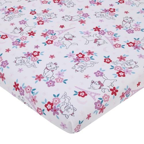 Image of Disney Aristocats Pink, White, and Teal, Marie Super Soft Nursery Fitted Mini Crib Sheet