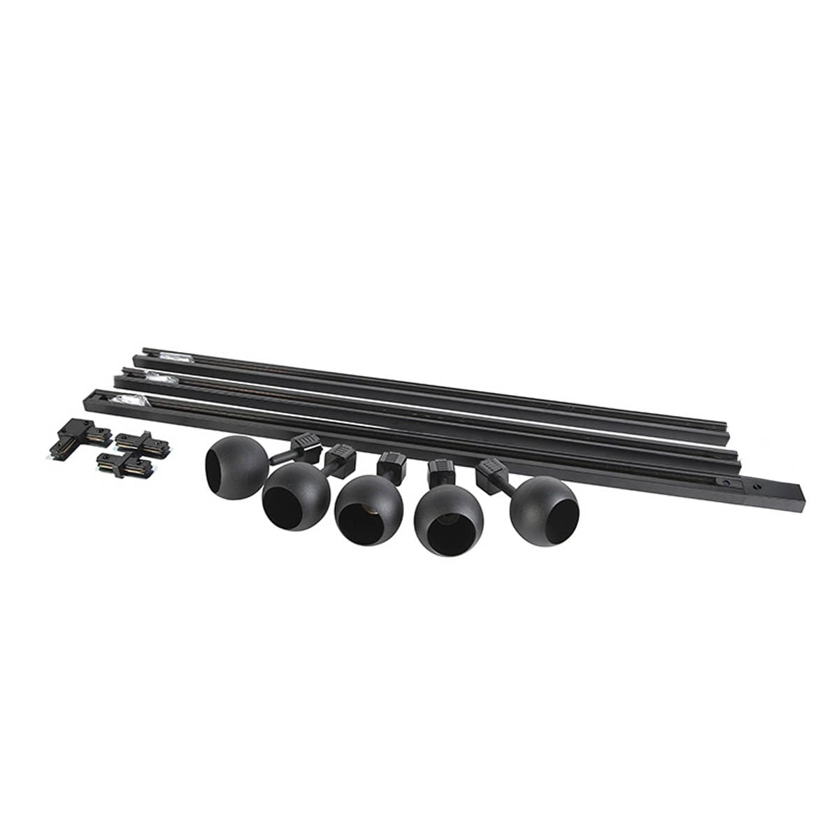 Qazqa gissi - Système de rail spot luminaire plafond, plafonnier compatible pour led - 5 lumière - L 286 cm - Noir - Moderne - éclairage intérieur - Salon I Chambre I Cuisine I Salle à manger