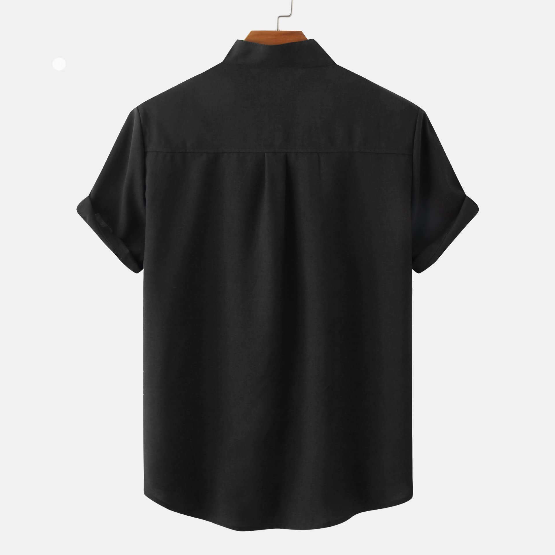 Camicia Uomo, Camicie da Uomo in Cotone e Lino, A Maniche Corte, con Collo A Serafino, con Bottoni, vestibilità Regolare, Casual, Cardigan Leggero, Estivo, da Spiaggia, con Tasca