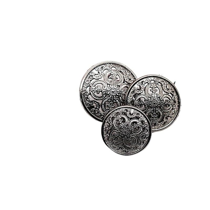 Guziki w stylu vintage Guzik 10 sztuk metalowe puste rzeźbione guziki ręcznie robione złoty okrągły Vintage bluzka klamry do kurtki szycie odzieży wystrój 15/18/20mm guziki(Schwarz,18MM)