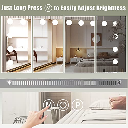 Neuweaby Large Vanity Lighted Mirror With Lights, 15 Led Bulbs, Light Up Hollywood Makeup Mirror With 3 Color Modes, Tabletop Or Wall-Mounted #TOP2