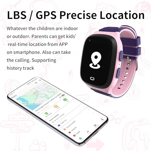 Image of Tixpc 4G Kids Smart Watch Girls with GPS Tracker Location Video Call Cell Phone SOS Calling Voice Chat Camera Alarm Clock Touch Screen SmartWatch Gifts for Age 5-12 Kids (Pink)