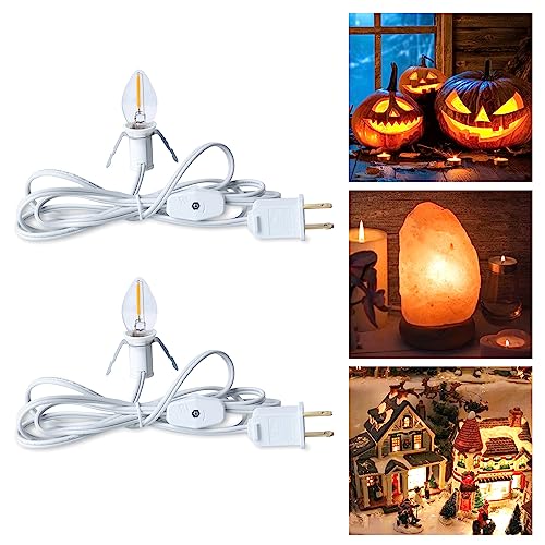 Accessory Cord with One LED Light Bulb - 6ft UL Listed Cord with On/Off Switch for Night Lights, Halloween Pumpkin, Blow Mold, Christmas Village House, Holiday Ceramic Trees, Craft Projects, 2 Pack Accessory Cord with One LED Light Bulb - 6ft UL Listed Cord with On/Off Switch for Night Lights, Halloween Pumpkin, Blow Mold, Christmas Village House, Holiday Ceramic Trees, Craft Projects, 2 Pack