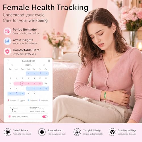 Image of 2-in-1 Crystal-Inlaid Smart Bracelet for Women, Jewelry Fitness Tracker with Heart Rate, Sleep & Cycle Tracking, IP68 Waterproof, Interchangeable Bands (Gold Emerald Charm)