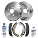 Detroit Axle - Pair (2) Rear Brake Drums w/Ceramic Shoes w/Brake Cleaner & Fluid for 2000-2005 Toyota Celica - [2003-2008 Corolla] - 2001-2008 Prius