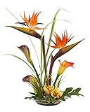 Petals - Artificial Bird of Paradise & Calla Lily Silk Flower Centerpiece in Glass Bowl with Acrylic Water