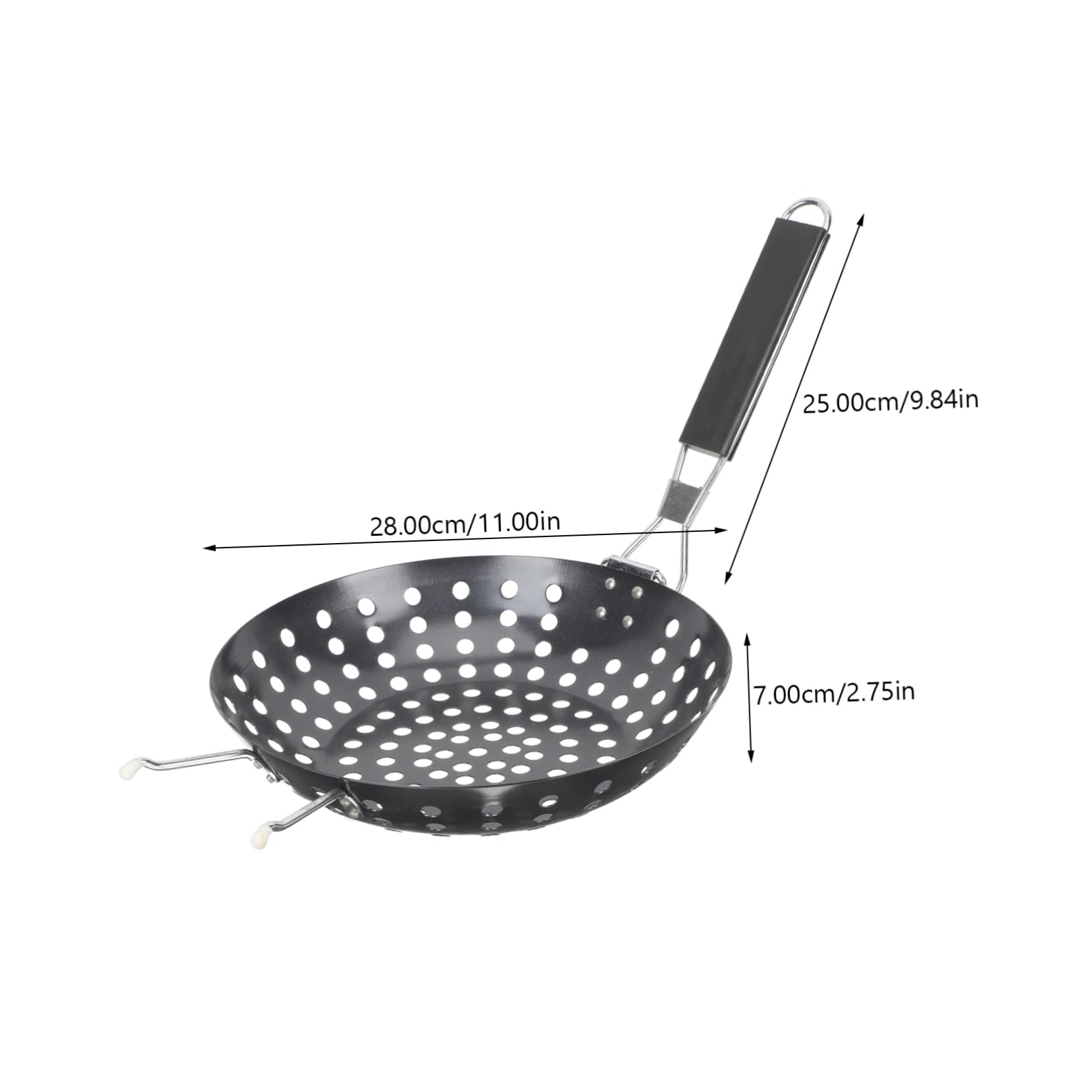 Cabilock Placa De Parrilla Sartenes para Parrilla De Verduras Wok Grill Redondo con Asa Sartenes De Hierro Fundido Wok Grill con Asa Carne Cacerola Utensilios De Cocina Planchar Importante