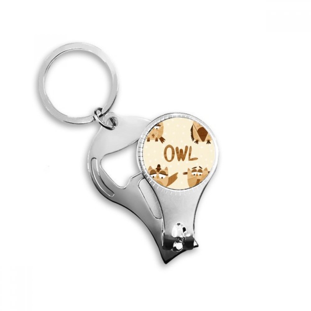 Porte-clés en métal hibou bague multifonction pince à ongles et décapsuleur de charme