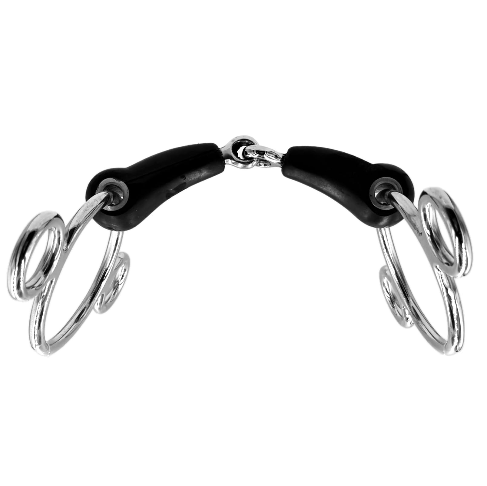 ES0239 Gebiss 3-Ringtrense 3-Ring Gummigebiss Einfach Gebrochen mit Gummi aus Edelstahl Gebissstärke 20 mm (12.5 cm)