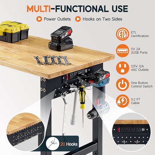 Mobile Rolling Workbench with Wood Top