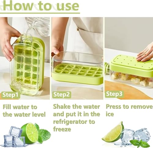 Image of 2 in 1 Zero Touch Press Ice Cube Mold Water Bottle with Lid and Bin,Easy Press to Release Vertical Ice Cube Tray with Lid for Freezer (800 ML)