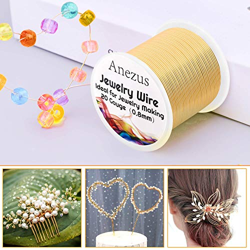 Image of anezus 20 Gauge Jewelry Wire, 28 Yards Craft Wire Tarnish Resistant Copper Beading Wire for Jewelry Making Supplies and Crafting(KC Gold)