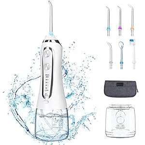 Water Flosser voor tanden draadloze mondelinge Irrigator tandheelkundige Flosser 5 reinigingsmodi, 6 Jet Tips, zwaartekracht bal, 300 Ml TReservoir, IPX7 waterdicht, USB Oplaadbaar voor thuis reizen met FDA goedgekeurd