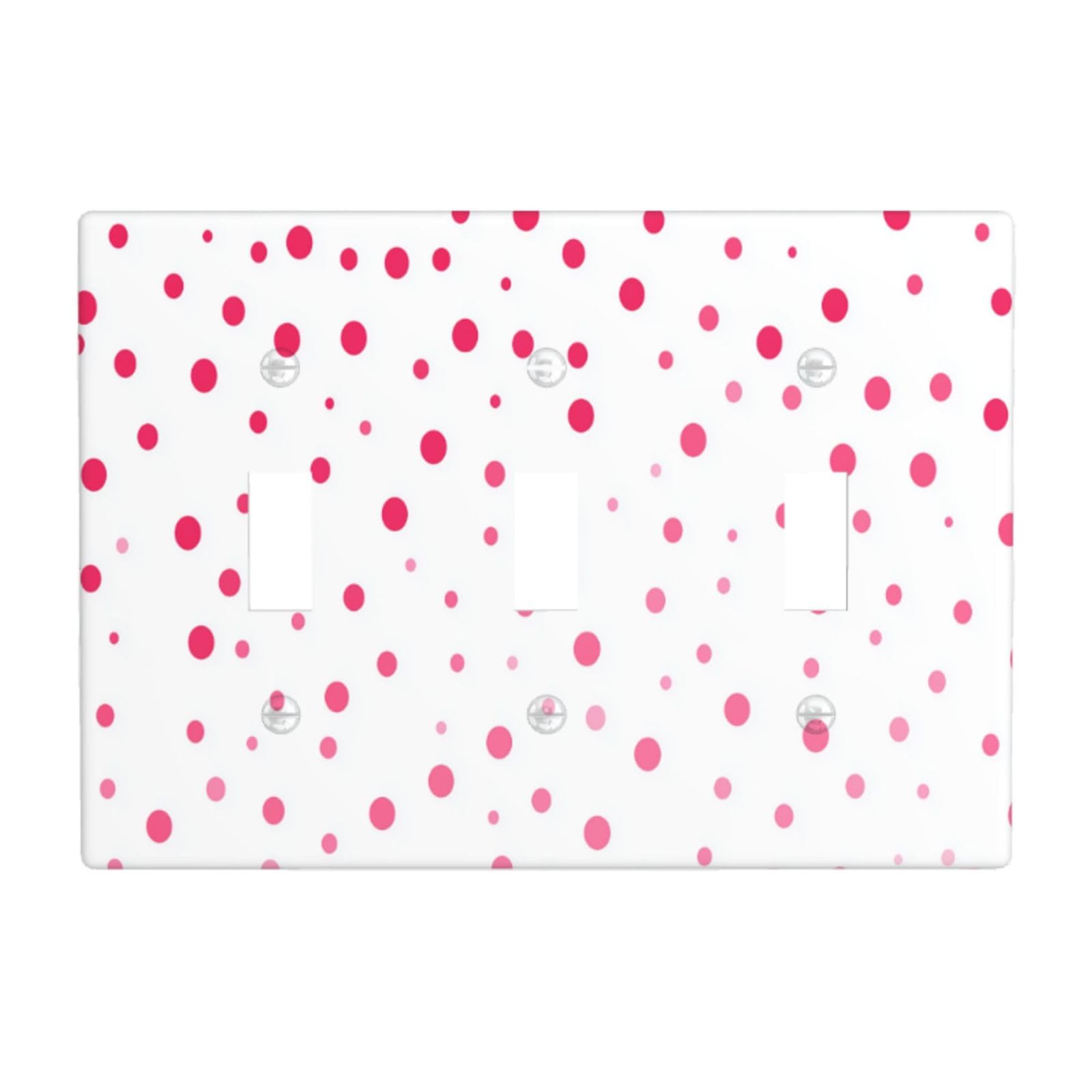 Pink Flat Dots Light Switch Covers 3 Gang Triple Toggle Wall Plate Switchplate Electrical Faceplate for Bathroom Kitchen Bedroom Decor