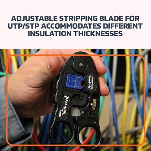 Image of Paladin Tools PA1119 UTP /COAX Cable Stripper & Cutter | Ethernet POE RG6, RG6 Quad, RG59 Coax, CAT5, CAT5E, CAT6, UTP /STP