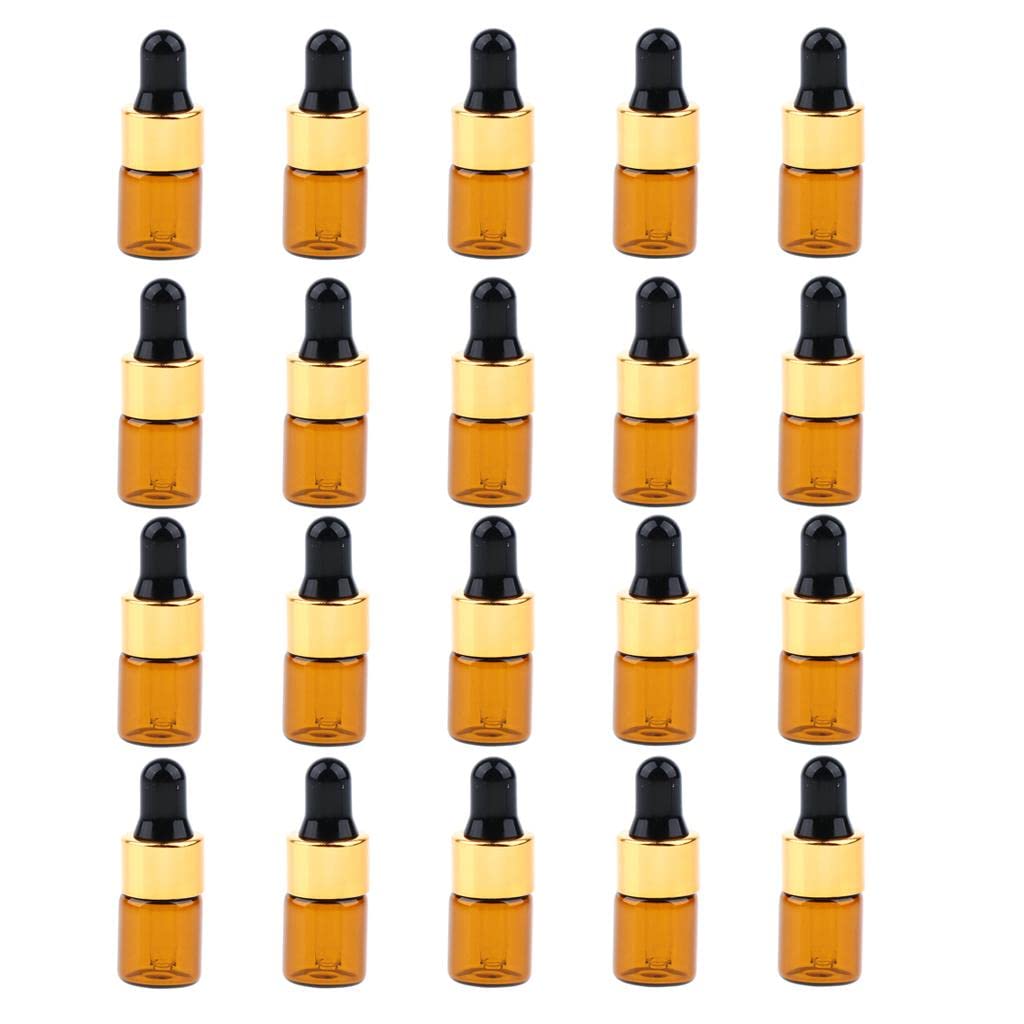 T.O.G. 20 Pieces Mini Empty Glass Essential Oil Refillable Brown Amber Bottles 2ML-image-7