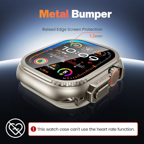Goton Metal Case for Apple Watch Ultra 3/2/1 49mm Screen Protector, Rugged Bumper Tempered Glass with Back Cover Compatible with 2025 Ultra3 by Goton - Image 3