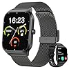 Popglory Smartwatch Uomo Donna, 1.85" Orologio Chiamate, Assistente AI, 100+ modalità Sportive Fitness Watch, Frequenza Cardiaca/SpO2/Pressione Sanguigna/Sonno/Stress, Regalo Android iOS (2 Cinturini)