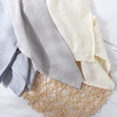 Image of 3 Pack Muslin Swaddle Blankets (40x40in) - Ultra Soft Breathable Wraps for Newborn Swaddling, Nursing, and Toddler Playtime, Unisex Design