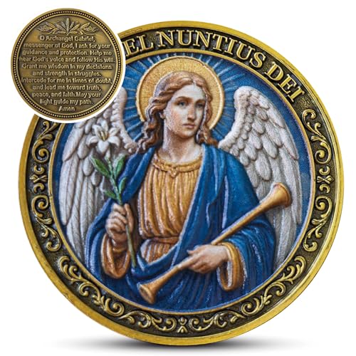 Archangel Gabriel Challenge Coin with Prayer | Divine Messenger Token