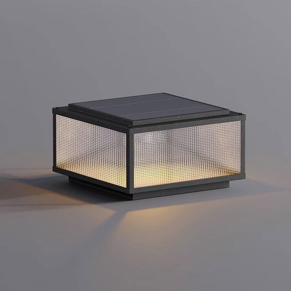 VDOQTLJT Column Pedestal Light Yard Lights with Frosted Glass Outdoor Villa Door Solar Post Lantern Industrial Style Courtyard Wall Garden Landscape Floor Lamp(30cm)