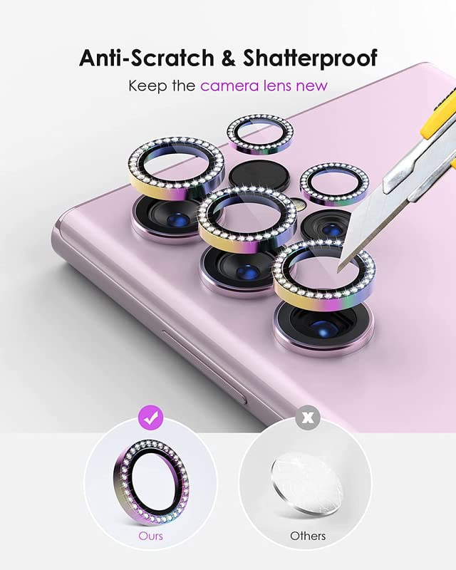 Image of 9H Camera Lens Protector Tempered Glass Compatible For Samsung Galaxy S23 Ultra [Pack Of 5] High Definition Anti-Scratch Ring Film for (Samsung Galaxy S23 Ultra, Purple Diamond)