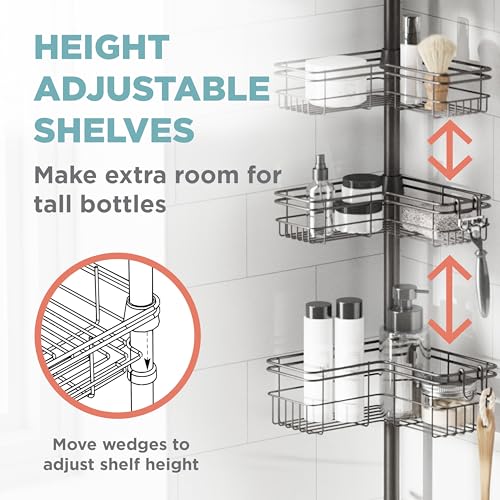 Zenna Home Shower Tension Pole Caddy, Bronze, 4 Corner-hugging Baskets (E2159HB) by Zenna Home - Image 4