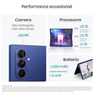 Samsung Galaxy Z Fold7 Smartphone AI pieghevole, 3 anni di Garanzia del produttore, RAM 12GB, 512GB, Display 6,5"/8", Camera 200MP, Batteria a lunga durata, Blue Shadow [Versione italiana]
