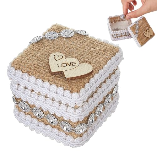 Ziabxhn Cajas para anillos de compromiso, caja de anillo de propuesta, caja de anillo de ceremonia de boda, caja de exhibición de joyas, estuche portátil rústico exquisito para anillo de compromiso