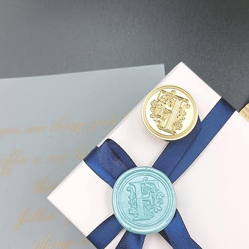 Miniatura 2 de Sello medieval tradicional de cera del alfabeto, con cabeza de latón, con mango de madera, para tarjetas, sobres, regalo (letra F)