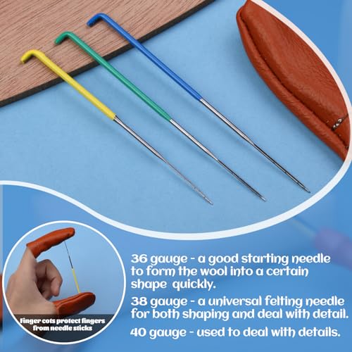 Image of Mayboos 30 Pcs Wool Felting Needles, 3 Colors, 36-40 Gauge, Color Coded Tool Kit with Needle Box (Pack of 2)