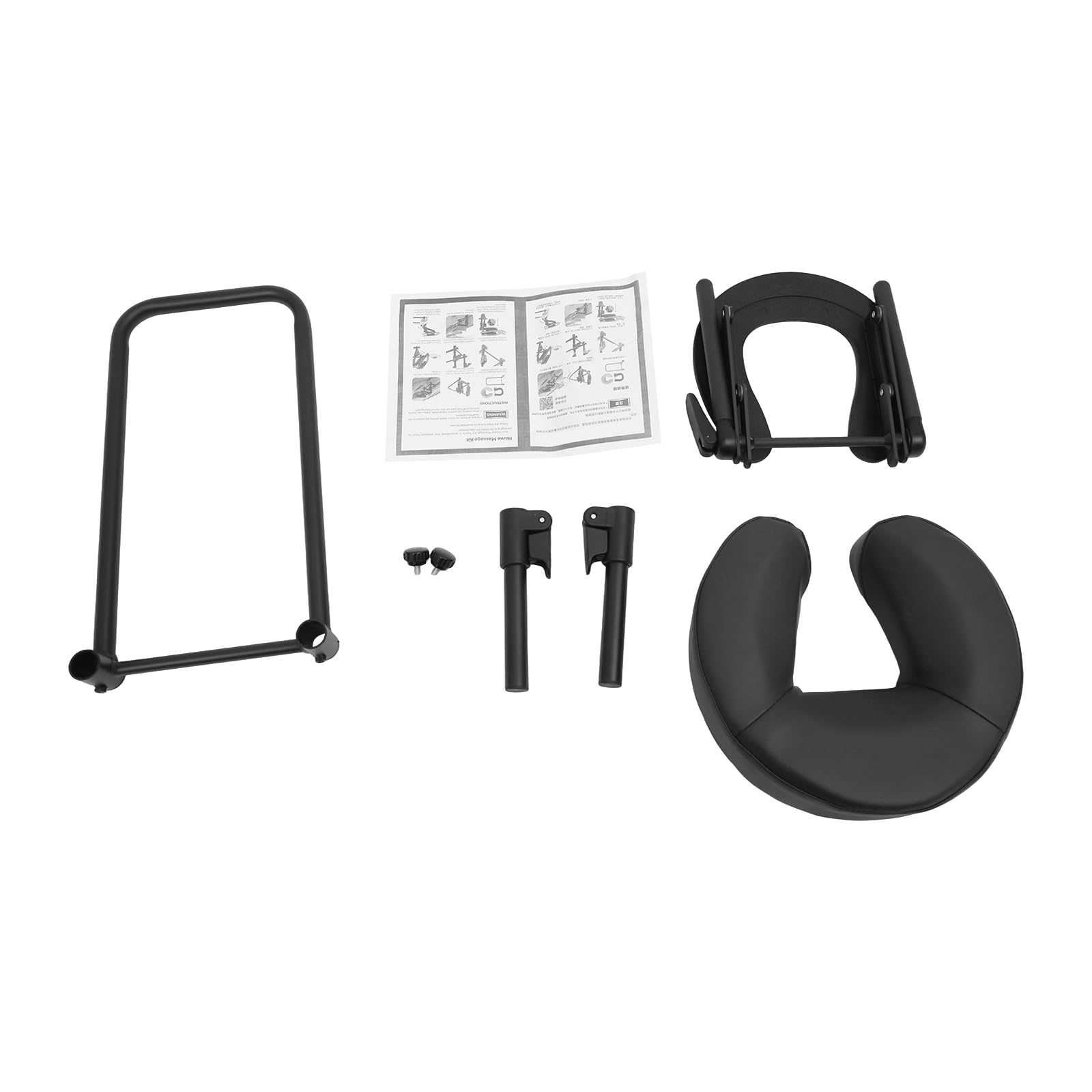 Supporto per il viso per lettini da massaggio, poggiatesta regolabile per tavolo da massaggio | Regolabile in altezza 14-45 cm e inclinabile a 180°, nero, per massaggio, fisioterapia e cura post-operatoria, 42 x 27 cm