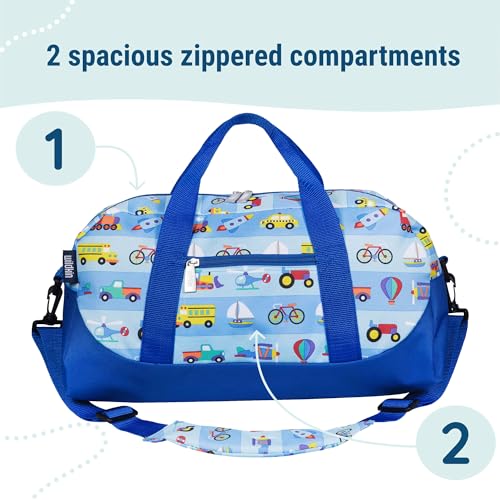 Image of Wildkin Kids Overnighter Duffel Bag - Carry-On Travel Bag for School & Sleepovers, Lightweight, Durable, Boys & Girls Ages 4-15 - On The Go