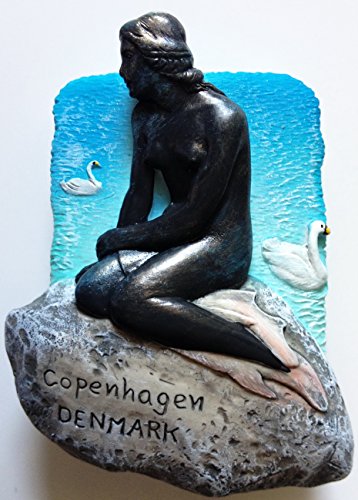 Estatua Pequeña Sirenita 7 cm Resina Imán Decorativo