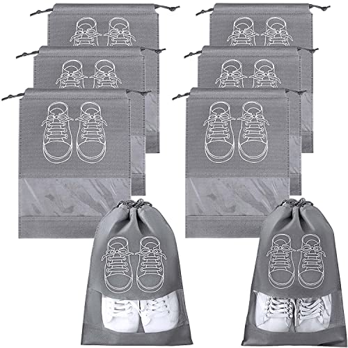 Delsen 6 Stück Schuhbeutel Staubdicht Schuhtasche Reise mit Zugband und Transparentes Fenster Schmutzabweisender Schuhsack Reise für Männer Frauen Täglichen und Reisegebrauch (2 Größen) Cover