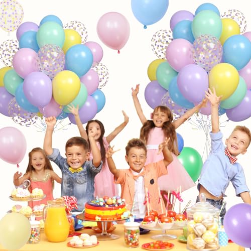 Image of Pastel Balloons Colorful Macaron Pink Blue Yellow Purple Balloon