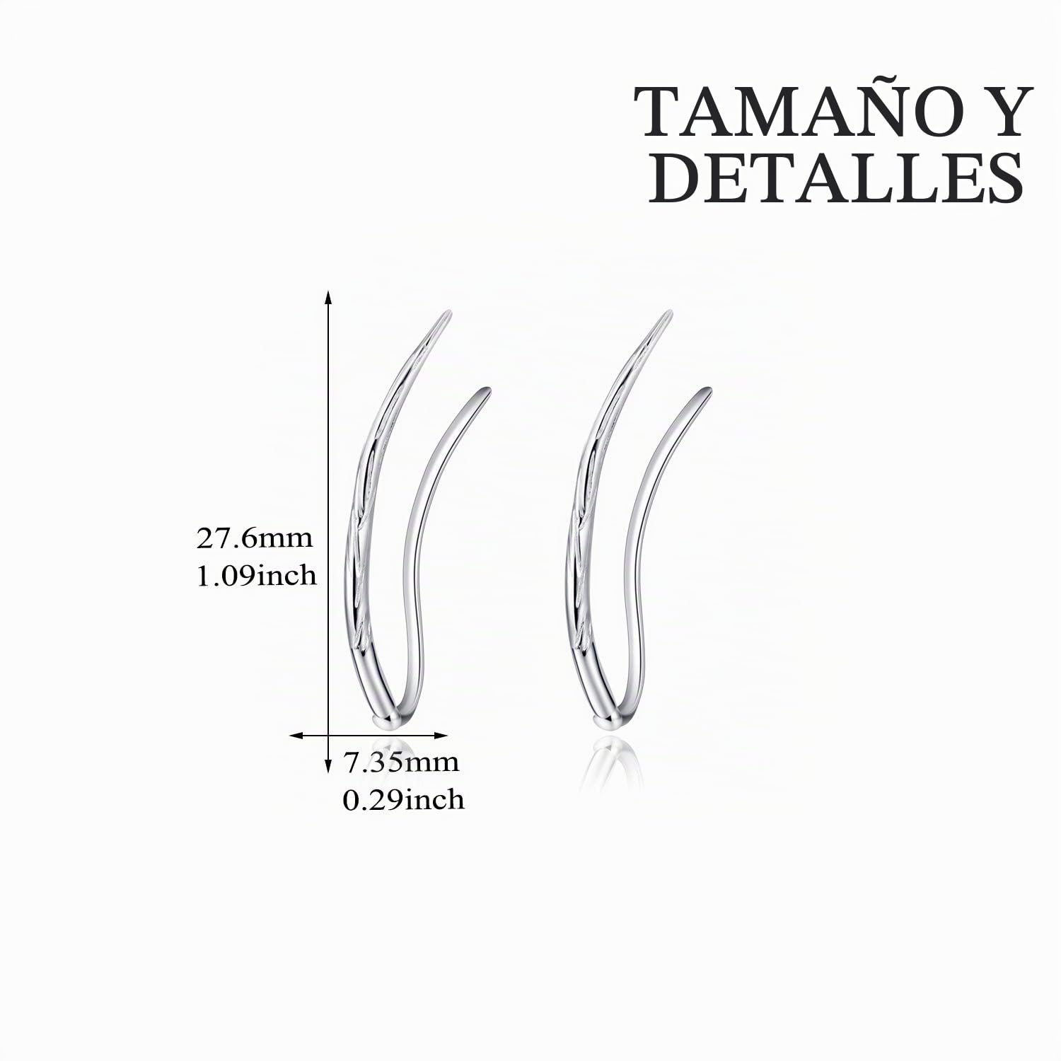 VONALA 925 Sterling Silver Ear Climber Earrings with Cubic Zirconia Jewellery for Women Girls