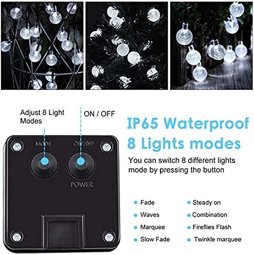 36Ft 60Led Solar String Lights Globe Crystal Balls Waterproof LED Fairy Lights for Garden Yard Home Party Wedding Decoration Cool White