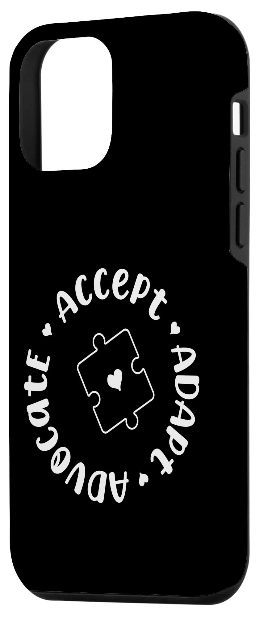 iPhone 12 mini ACCEPT ADAPT ADVOCATE Autism Puzzle Heart Meme Case - Image 2