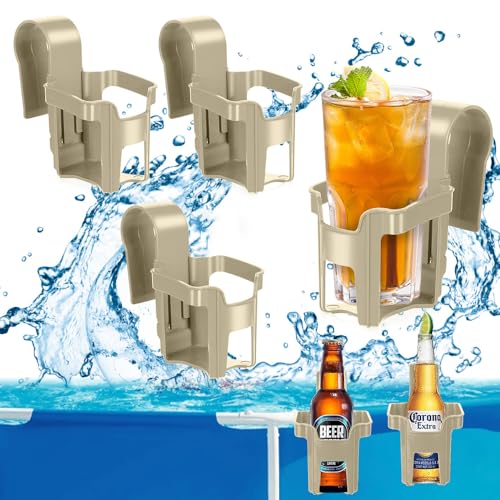 mizikuu 4 Stück Getränkehalter Poolrand, Pool Becherhalter Wasserbecher-Hängehalter Getränke Halterung Poolside Getränkehalter Poolzubehör für Schwimmbad Party Wasserpark Strand Mottoparty