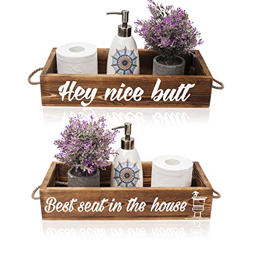 Hey Nice Butt Bathroom Decor Box Rustic Toilet Paper Holder Wooden Toilet Storage Box Funny Farmhouse Decor Bathroom Decorations Brown