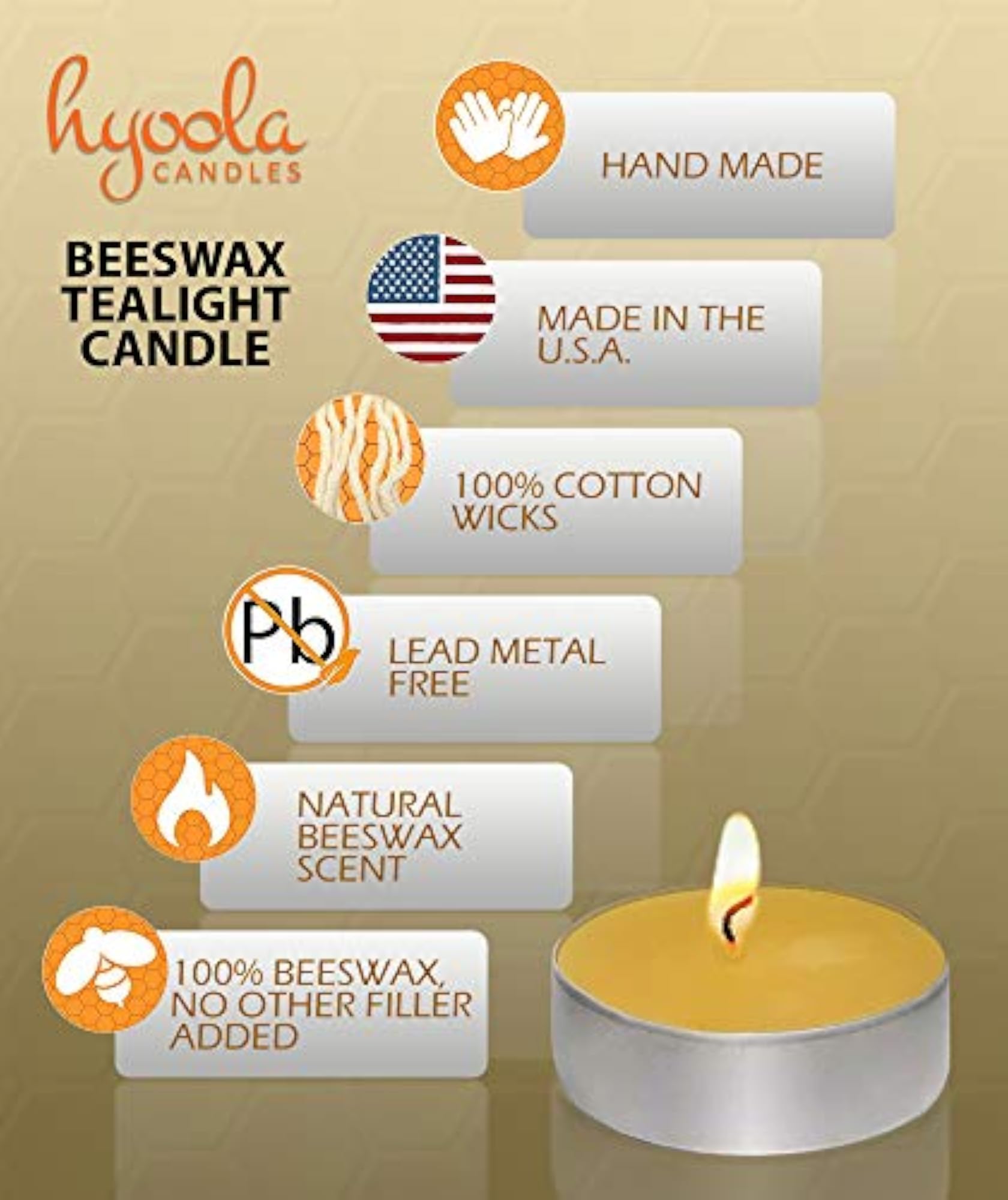 Beeswax Tealight Candles in Aluminum Cup - 48 Pack