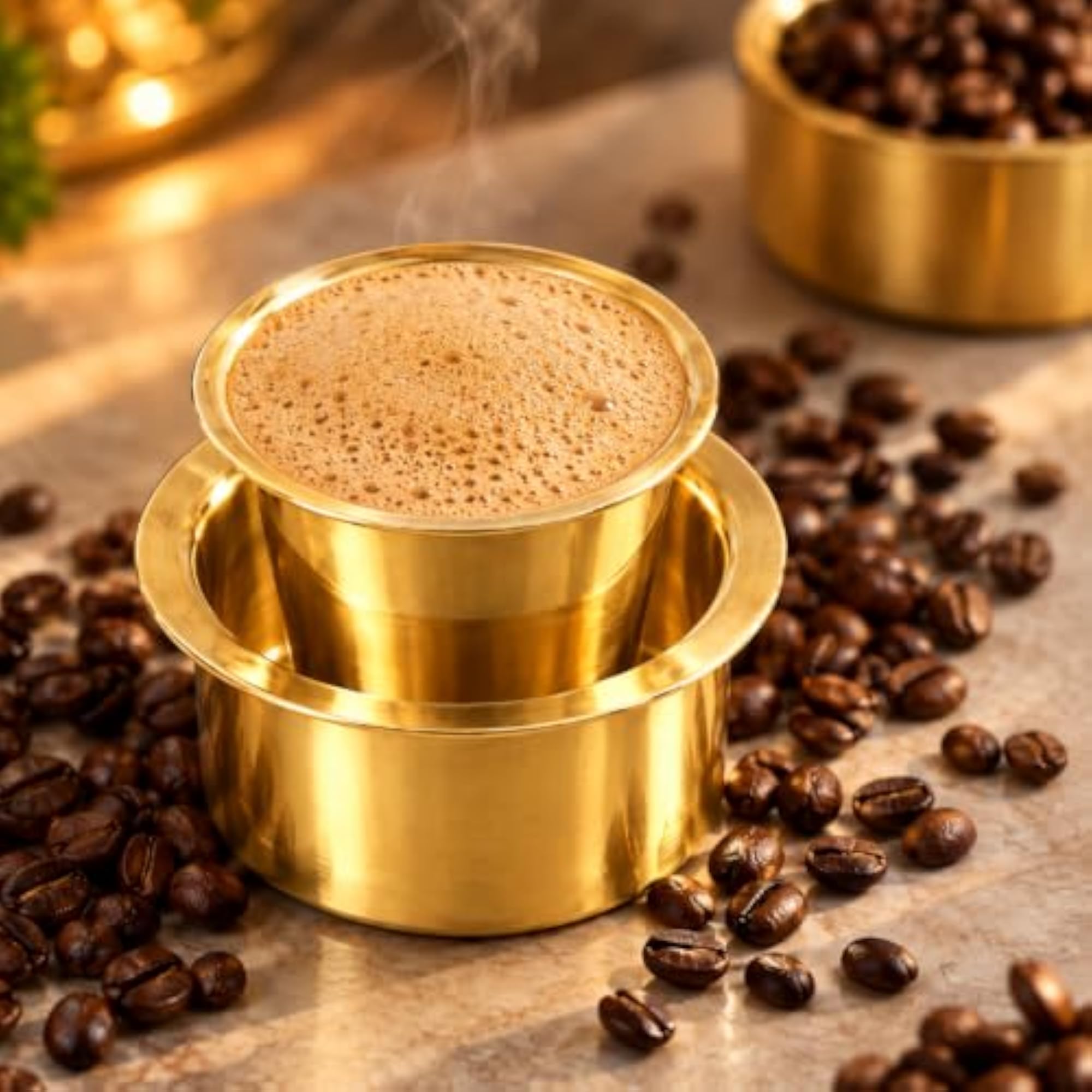 Pure Brass Dabara Set for Tea & Coffee Serving